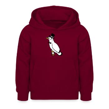 Sir Bird chapeau haut de forme Monocle Lunettes Rich M. - Sweat à capuche Enfant - bordeaux - Devant - AI Model Kid Female (0cm)
