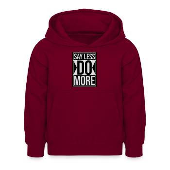 Dire moins faire plus - Sweat à capuche Enfant - bordeaux - Devant - AI Model Kid Female (0cm)