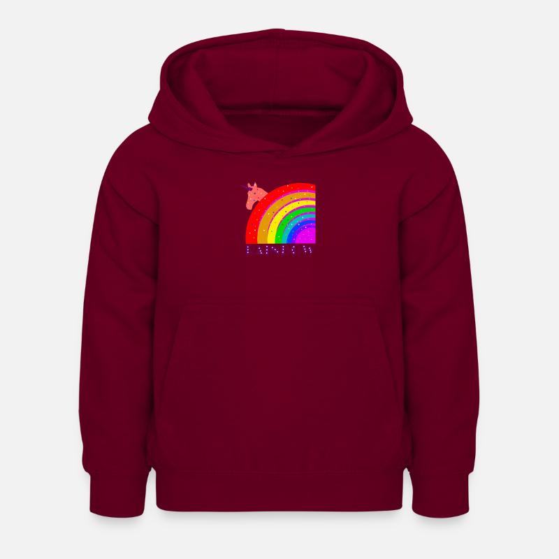 Regenbogen mit Einhorn - Kinder Hoodie - Bordeaux