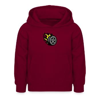 Flamme de pneu - Sweat à capuche Enfant - bordeaux - Devant - AI Model Kid Female (0cm)