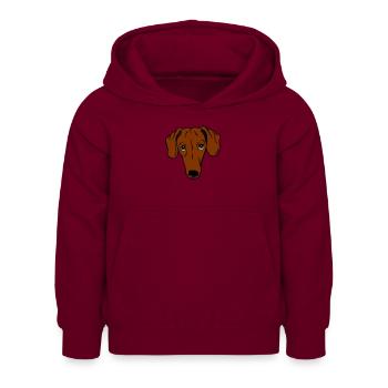 Teckel, cheveux courts - Sweat à capuche Enfant - bordeaux - Devant - AI Model Kid Female (0cm)