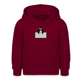 Alberner Pinguin hinter Schild - Kinder Hoodie - Bordeaux - Vorne - AI Model Kid Female (0cm)