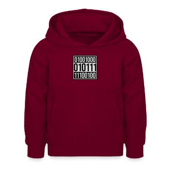 Binary Code Program Language - Kids Hoodie - bordeaux - Front - AI Model Kid Female (0cm)