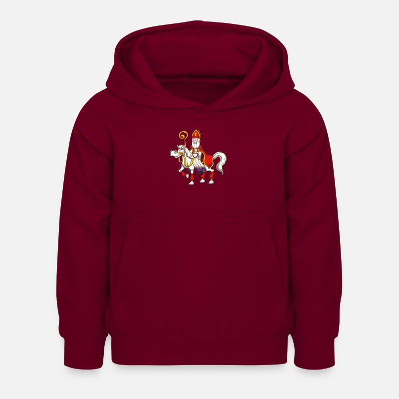 Saint Nicolas à cheval - Sweat à capuche Enfant - bordeaux