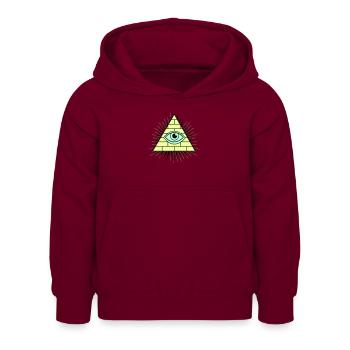 Illuminati Pyramide - Kinder Hoodie - Bordeaux - Vorne - AI Model Kid Female (0cm)