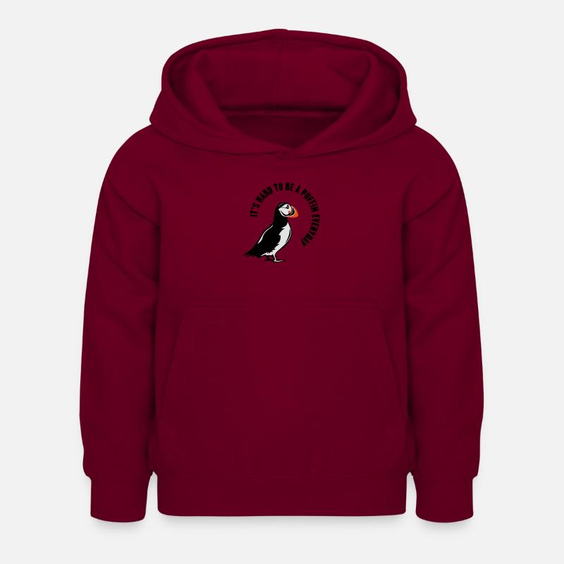 MACAREUX - Sweat à capuche Enfant - bordeaux