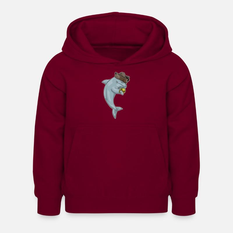 Dolphin Pirate Crochet Main - Sweat à capuche Enfant - bordeaux