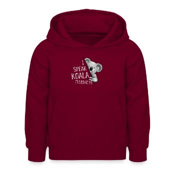 Ich spreche fließend Koala! Beuteletier Fun - Kinder Hoodie - Bordeaux - Vorne - AI Model Kid Female (0cm)