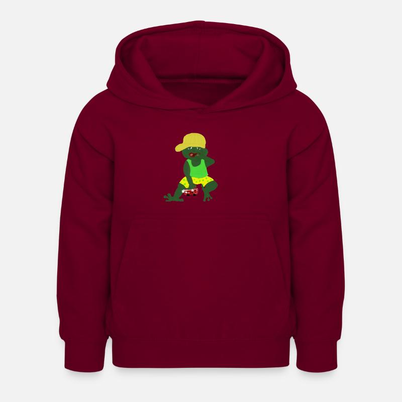 Grenouille flasque - Sweat à capuche Enfant - bordeaux
