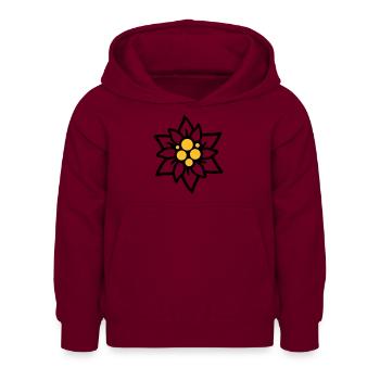 Edelweiß - Kinder Hoodie - Bordeaux - Vorne - AI Model Kid Female (0cm)