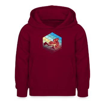 hexagone de descente - Sweat à capuche Enfant - bordeaux - Devant - AI Model Kid Female (0cm)