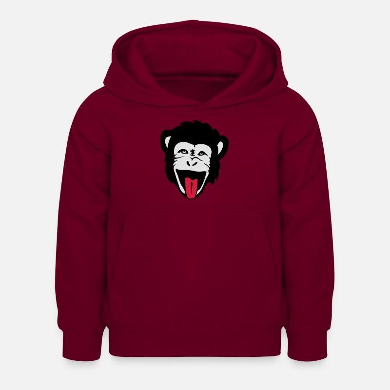monkey gorilla monkey Header1 - Kids Hoodie - bordeaux