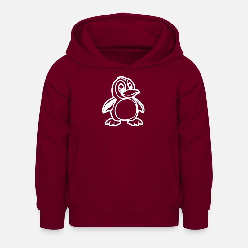 Penguin Comic - Kids Hoodie - bordeaux