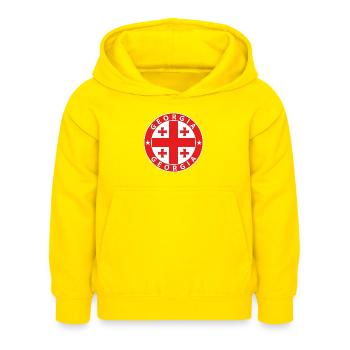Georgia - Kinder Hoodie - Gelb - Vorne - AI Model Kid Female (0cm)