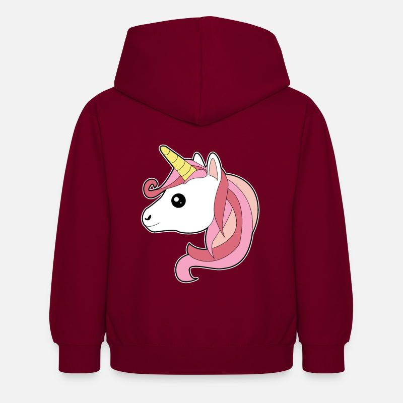Idée de cadeau de cheveux longs licorne rose - Sweat à capuche Enfant - bordeaux
