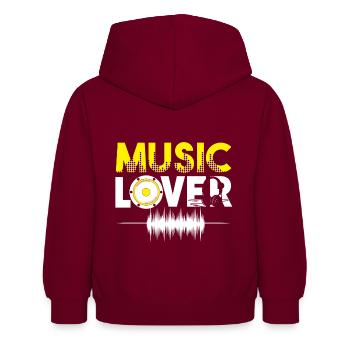 Music Lover Musikliebhaber Musik Geschenk - Kinder Hoodie - Bordeaux - Hinten - AI Model Kid Female (0cm)