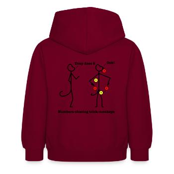 Numbers-Chasing Trick Monkeys - Kids Hoodie - bordeaux - Back - AI Model Kid Female (0cm)