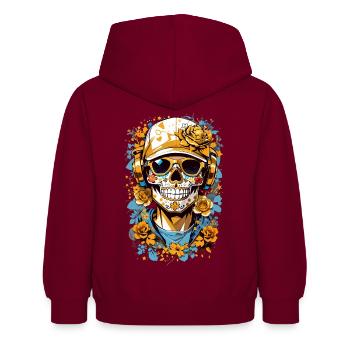 Sugar Skull - Kids Hoodie - bordeaux - Back - AI Model Kid Female (0cm)