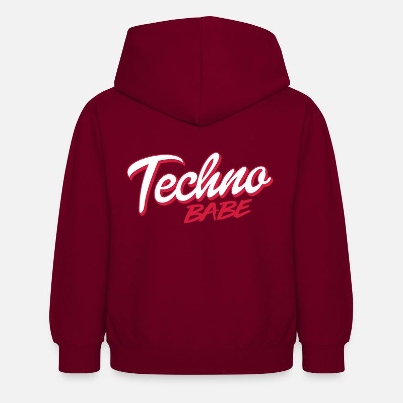 Techno bébé - Sweat à capuche Enfant - bordeaux