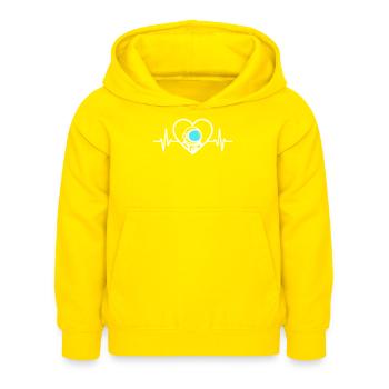 Astronaut Heart Cosmos Weltraumhelm - Kinder Hoodie - Gelb - Vorne - AI Model Kid Female (0cm)