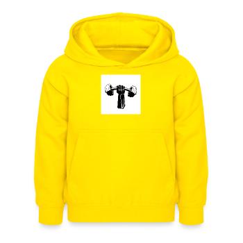 Force de l’haltère Kraftfist - Sweat à capuche Enfant - jaune - Devant - AI Model Kid Female (0cm)