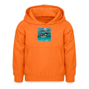 Penguin Under Water Turquoise Ocean Nature Design - Kids Hoodie - orange - Front - AI Model Kid Female (0cm)