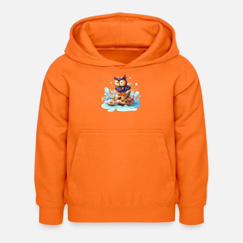L’Île à la chouette avec des douceurs - Sweat à capuche Enfant - orange