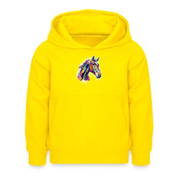 Horse - Kids Hoodie - yellow - Front - AI Model Kid Female (0cm)