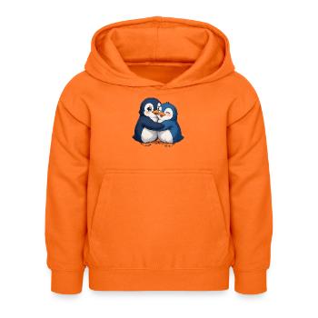 Kuschelige Pinguin-Umarmung - Kinder Hoodie - Orange - Vorne - AI Model Kid Female (0cm)