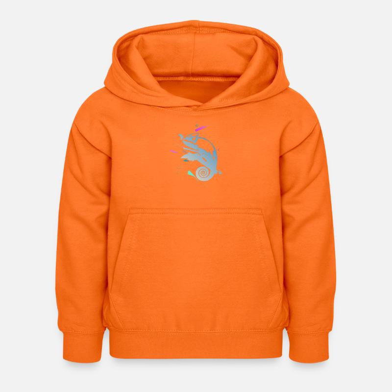 Caméléon en spirale dans un gradient néon - Sweat à capuche Enfant - orange
