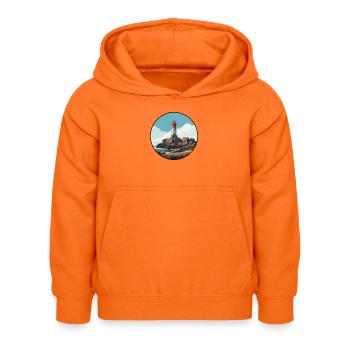 Bretonischer Leuchtturm am Meer - Kinder Hoodie - Orange - Vorne - AI Model Kid Female (0cm)