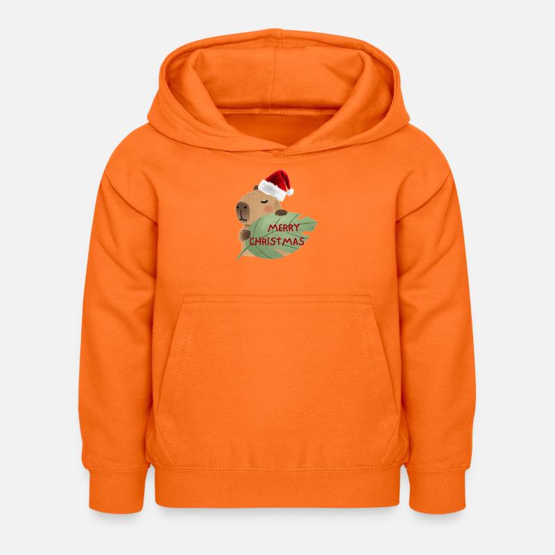 Ours de Noël avec salutation de feuille - Sweat à capuche Enfant - orange