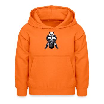 Dessin animé d’entraînement fitness Panda Kettlebell - Sweat à capuche Enfant - orange - Devant - AI Model Kid Female (0cm)