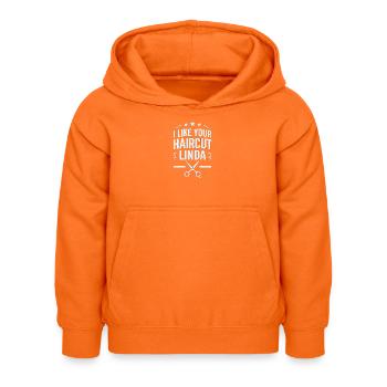 J’aime ta coupe de cheveux Linda - Sweat à capuche Enfant - orange - Devant - AI Model Kid Female (0cm)