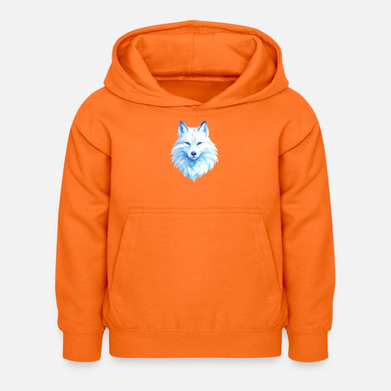 Polygon Wolf Eis Blau– Modern Art - Kids Hoodie - orange