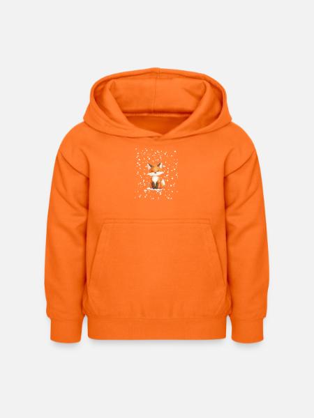 Fuchs mit Schneeflocken - Kinder Hoodie - Orange