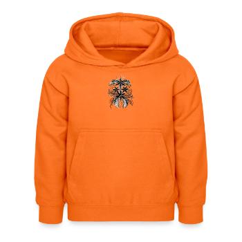Blumen-Mandala Ornament - Kinder Hoodie - Orange - Vorne - AI Model Kid Female (0cm)