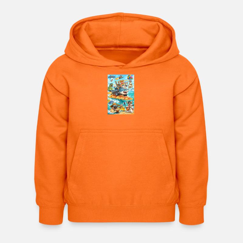 Plage de pizza Dino Unicorn - Sweat à capuche Enfant - orange