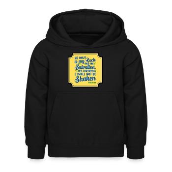 Er ist nur mein Fels und mein Erlösungsbibelvers - Kinder Hoodie - Schwarz - Vorne - AI Model Kid Female (0cm)