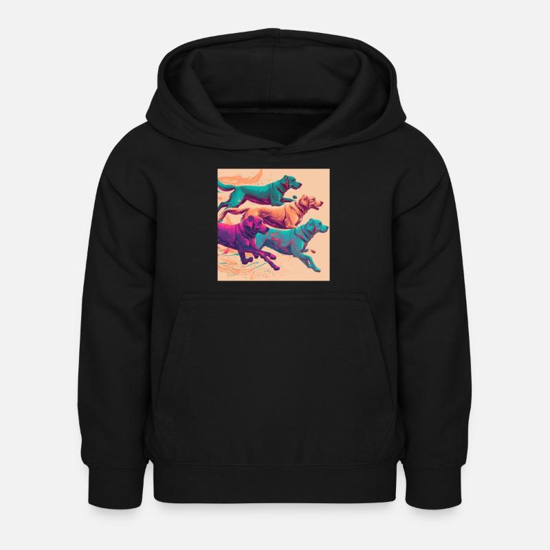 Chiens colorés - Groupe de chiens - Sweat à capuche Enfant - noir