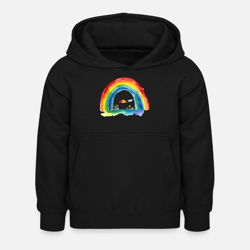 Regenbogen - Kinder Hoodie - Schwarz
