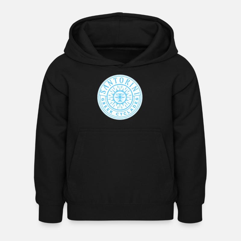 Santorini Griechisches Kykladen-Muster - Kinder Hoodie - Schwarz