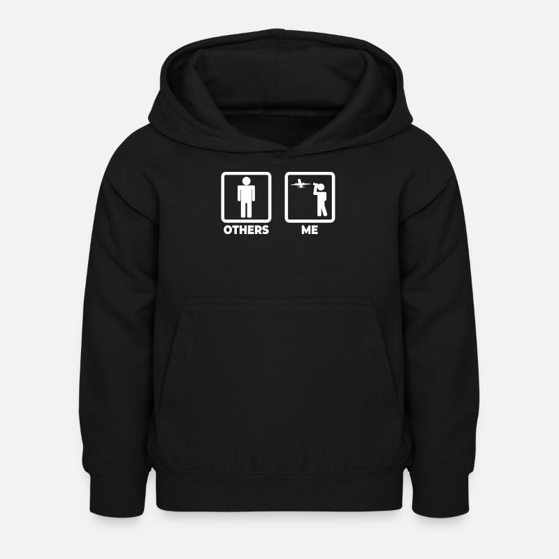 Planespotter Stick figur - Hoodie til børn - sort