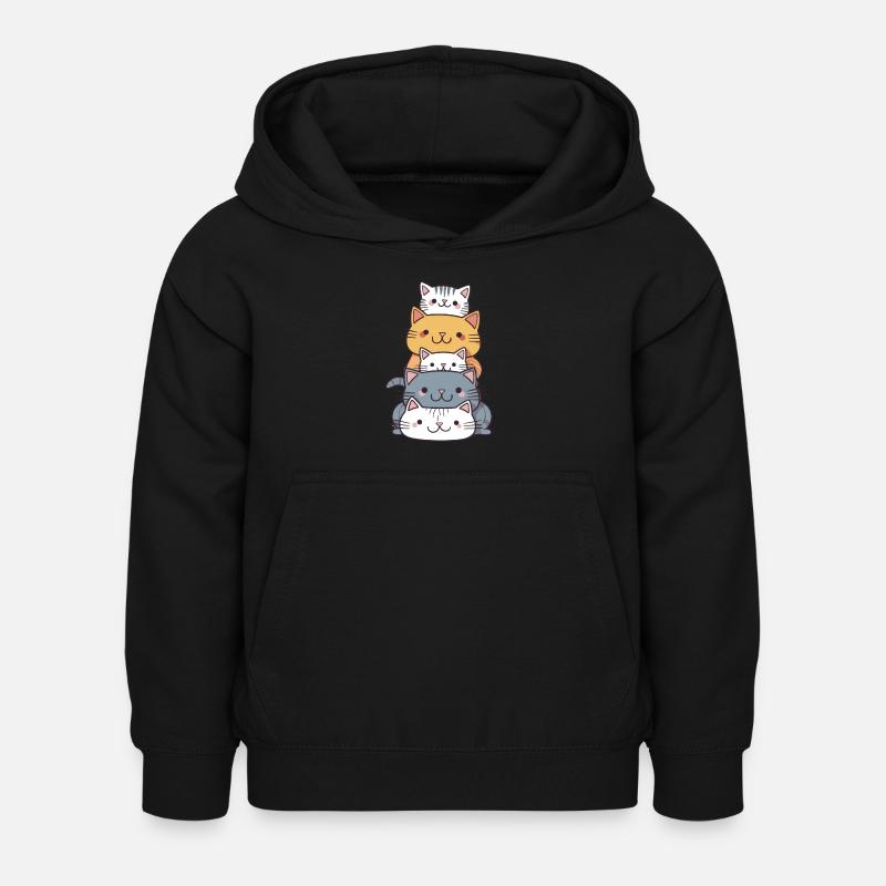 Chat - Style Kawaii - Sweat à capuche Enfant - noir