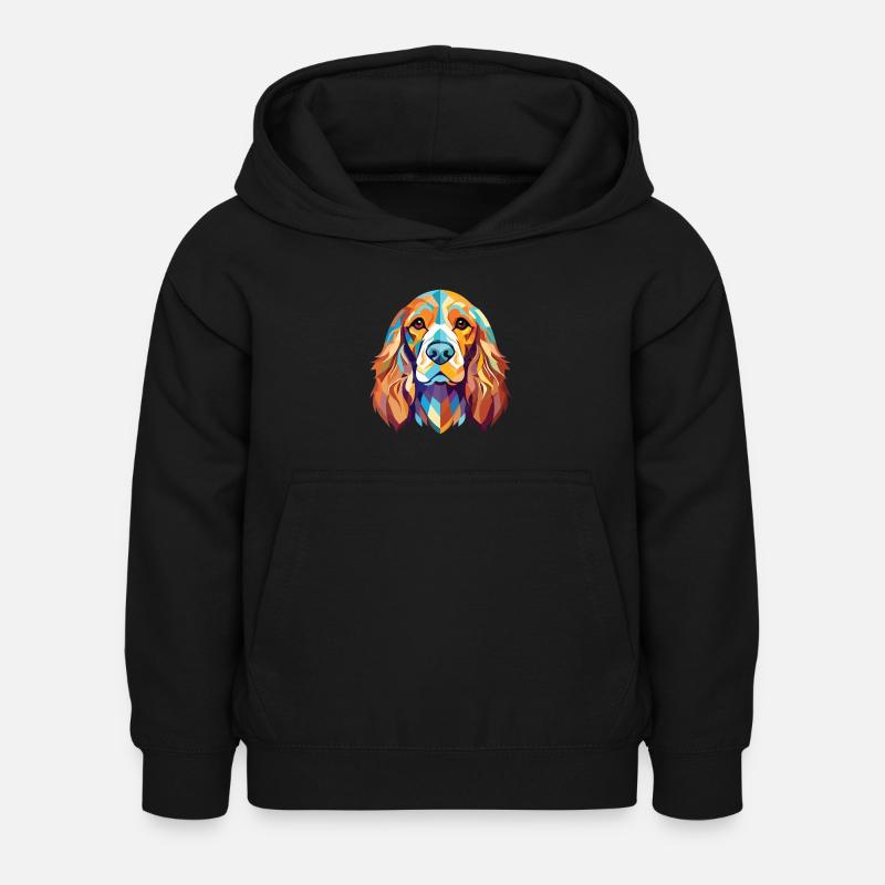 Cocker anglais Spaniel chien aquarelle colorée animal de compagnie - Sweat à capuche Enfant - noir