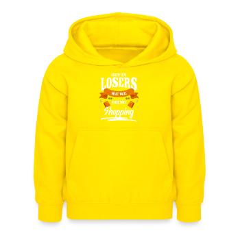 Einkauf Queen - Kinder Hoodie - Gelb - Vorne - AI Model Kid Female (0cm)