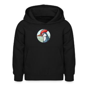 Pic vitrail coloré Cartoon Kawaii A - Sweat à capuche Enfant - noir - Devant - AI Model Kid Female (0cm)