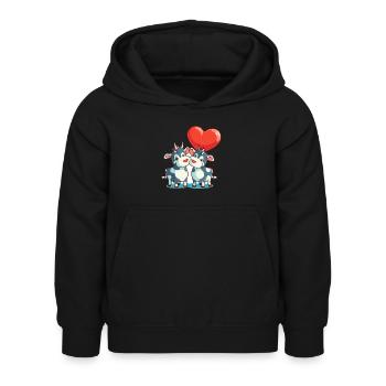 Vache Kawaii Dessin Animé Animal Jouant Avec Des Ballons - Sweat à capuche Enfant - noir - Devant - AI Model Kid Female (0cm)