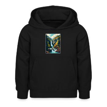 Foroglio Falls Schweiz Vintage Reiseposter - Kinder Hoodie - Schwarz - Vorne - AI Model Kid Female (0cm)