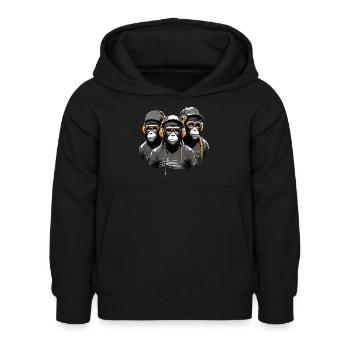 Ape Squad - Cooles AffenTrio mit Sonnenbrille - Kinder Hoodie - Schwarz - Vorne - AI Model Kid Female (0cm)